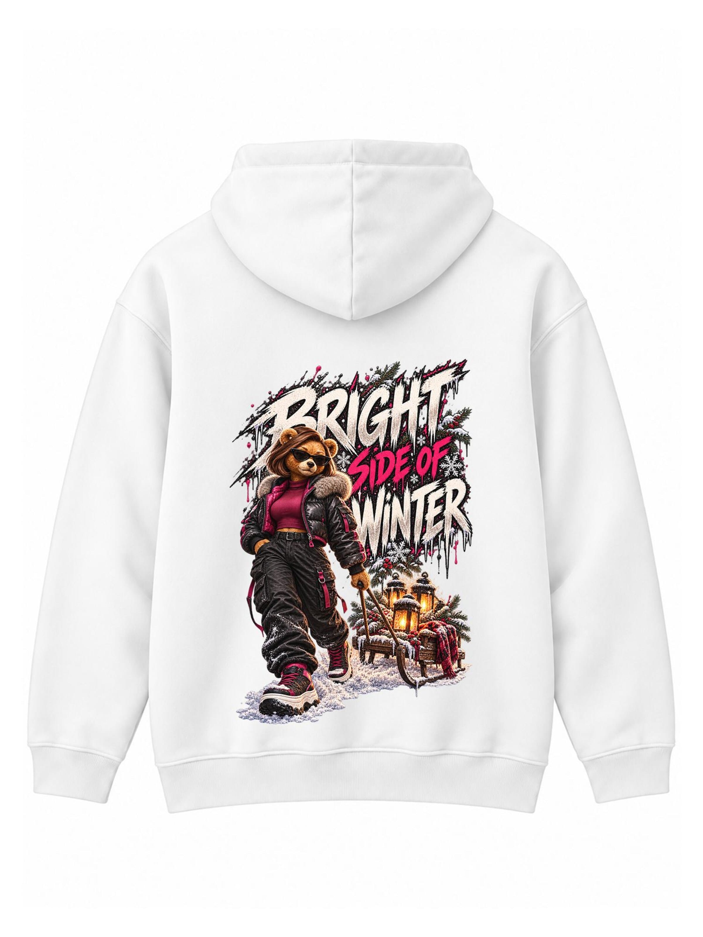 LUNØIR StudioSweater majica 'BOSS Femme Winter Lantern' - bijela boja: prednji dio