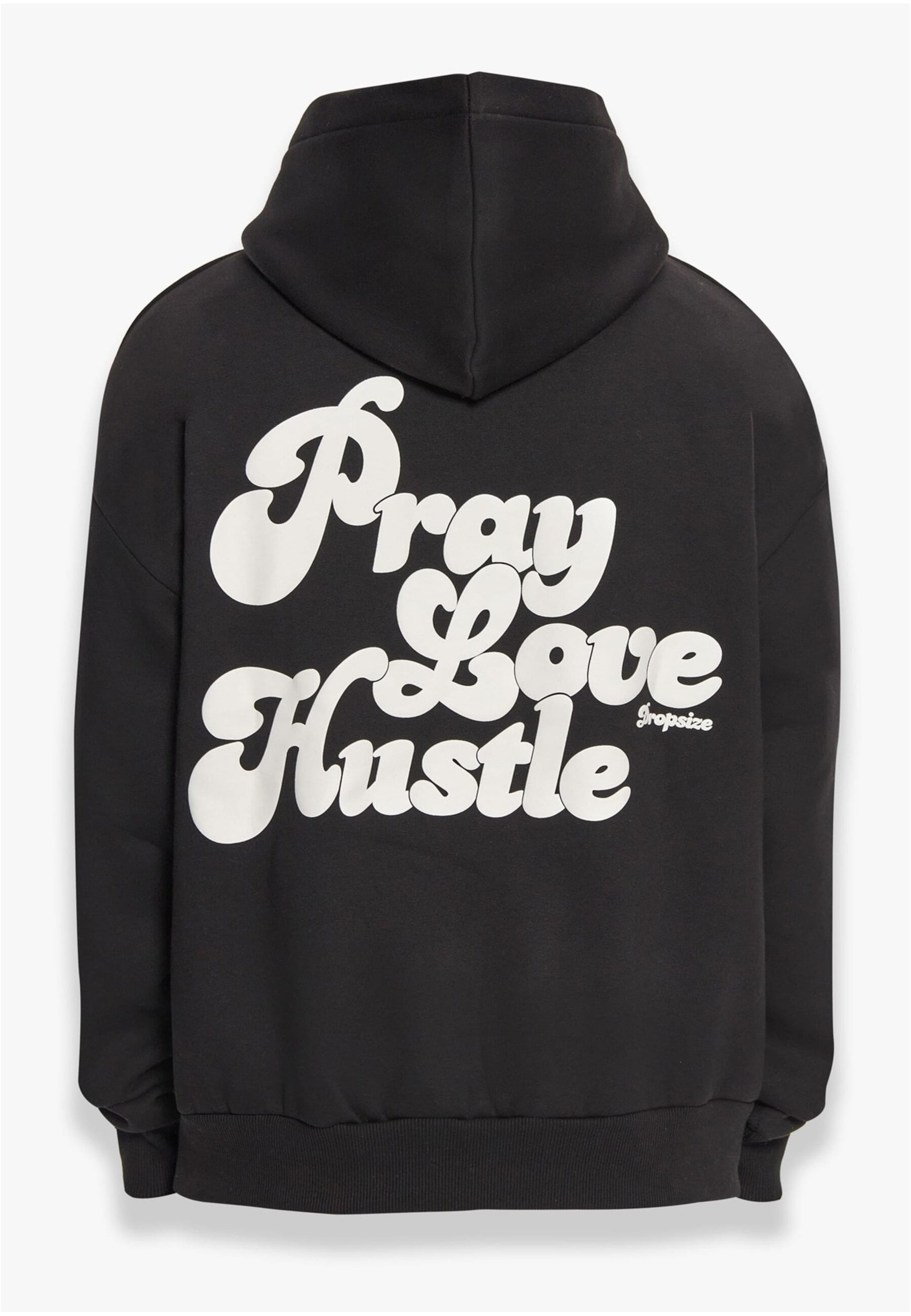 Dropsize Sweatshirt 'Pray Love Hustle' in Schwarz: Vorderseite