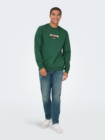 Only & Sons Sweatshirt 'ONSCONNOR' in Green