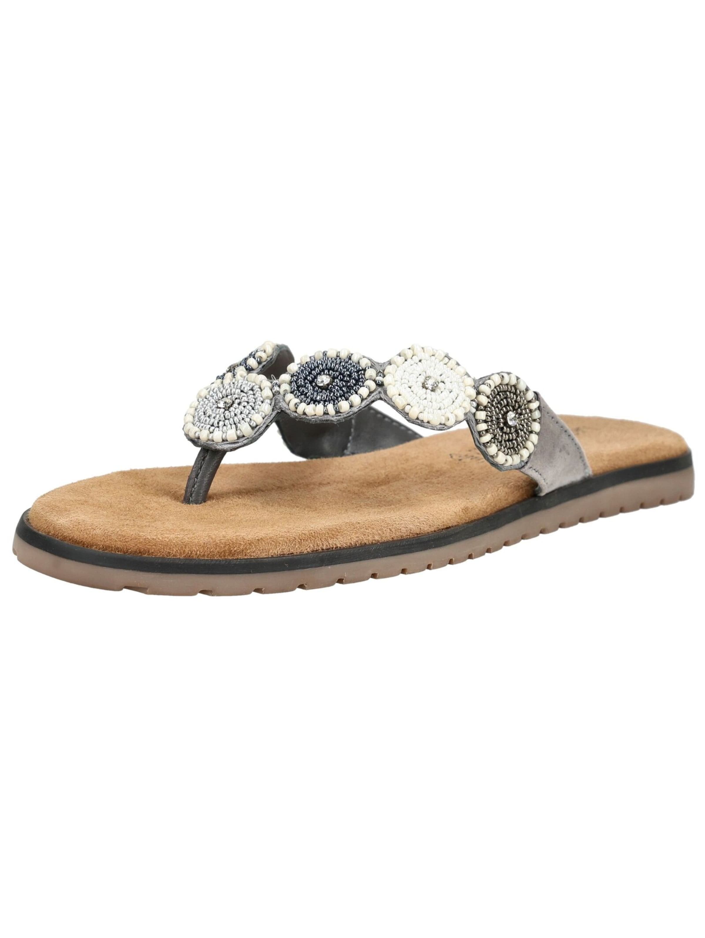 LAZAMANI T-Bar Sandals in Grey: front