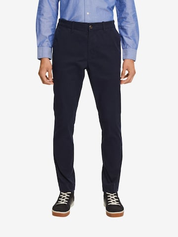 Coupe slim Pantalon chino ESPRIT en bleu : devant