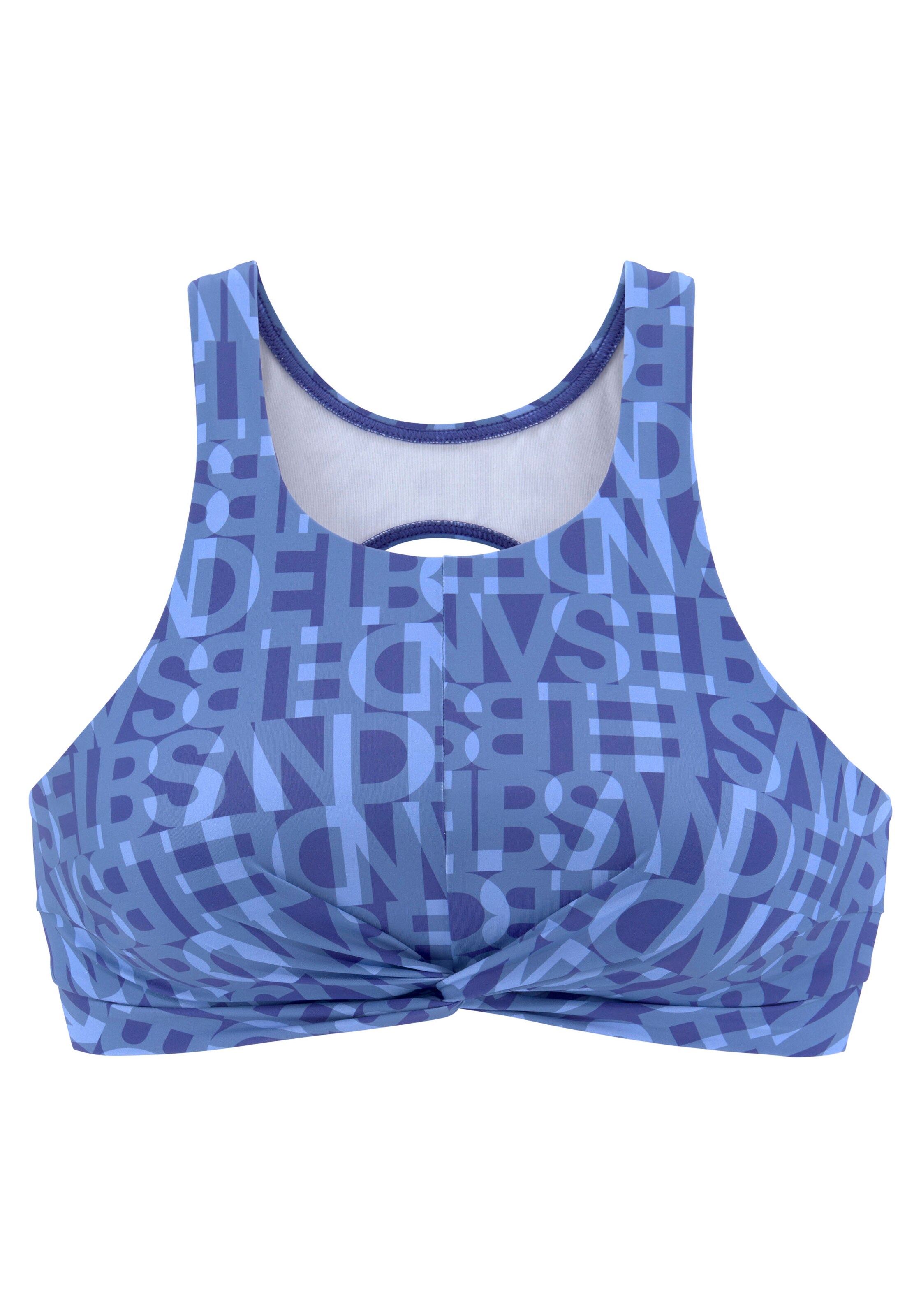 Elbsand High neck Bikini top in Blue: front