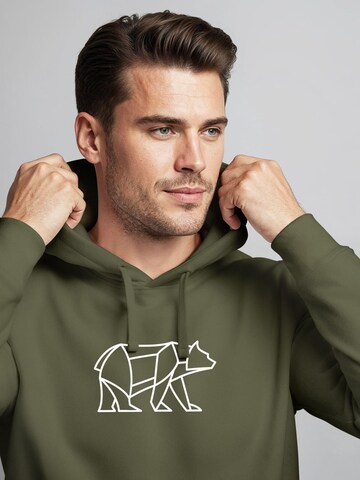 Neverless Sweatshirt 'Bär Lineart Polygon' in Green