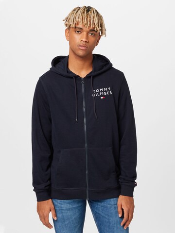 Tommy Hilfiger Underwear Zip-Up Hoodie in Blue: front