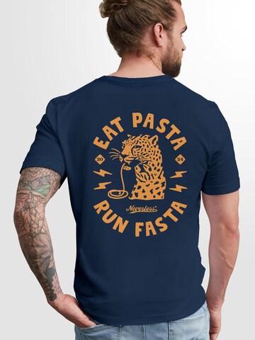 Neverless Shirt 'Eat pasta'‌‌‌‌‌‌‌ in Blau