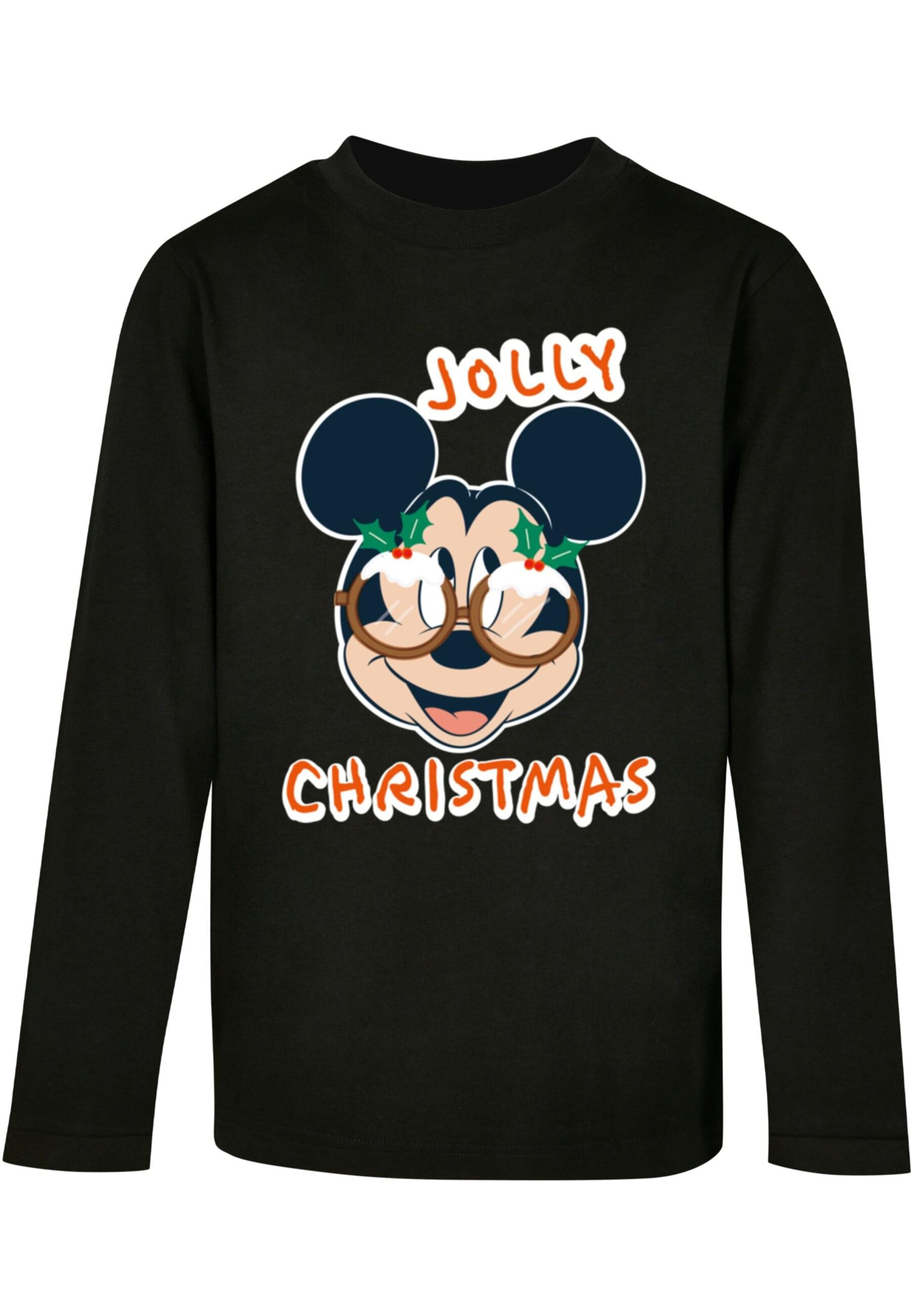 Maglietta 'Mickey Mouse - Jolly Christmas Glasses' di ABSOLUTE CULT in nero: frontale
