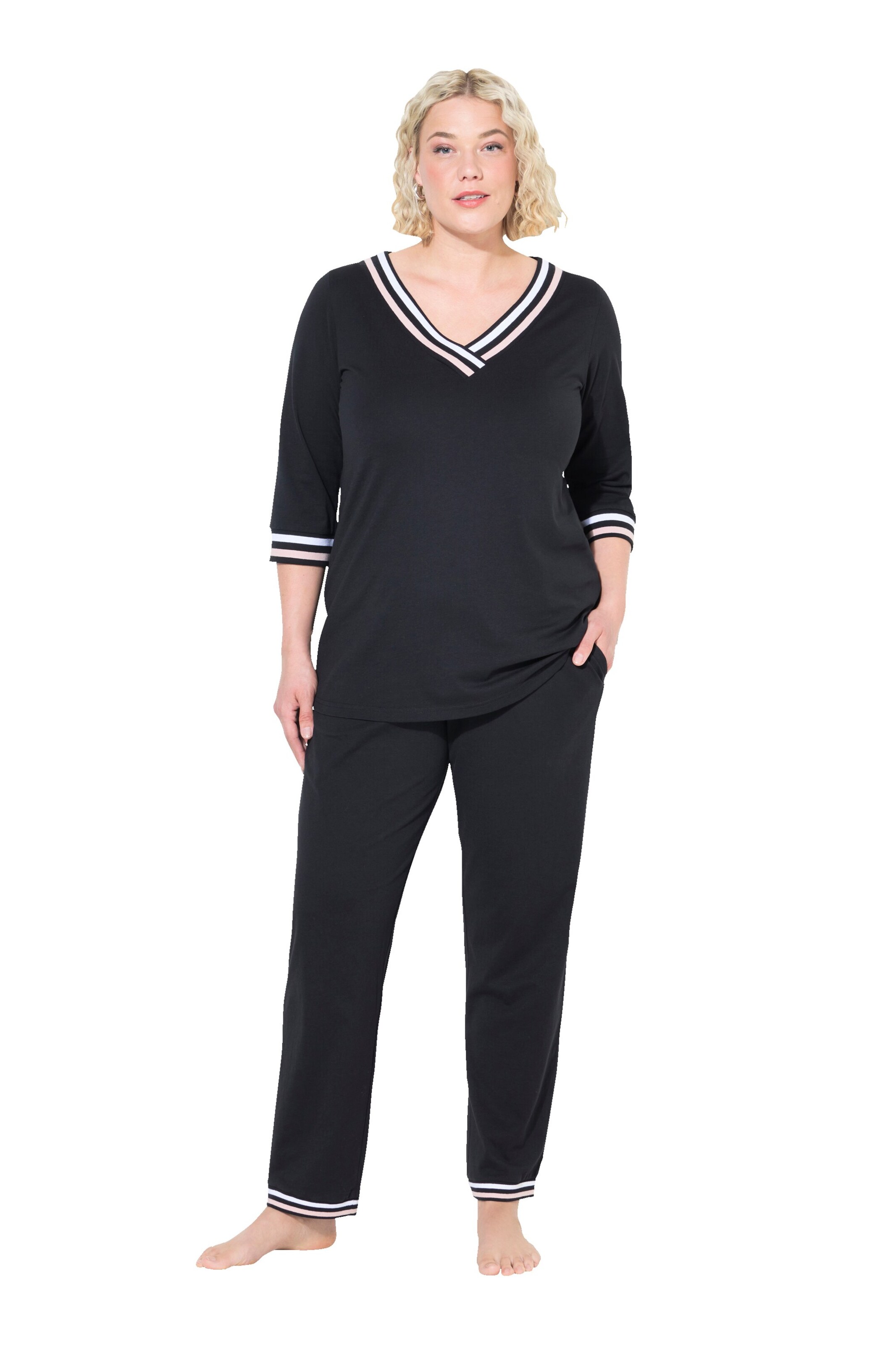 Ulla Popken Pajama in Black: front