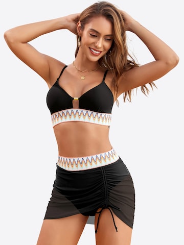 Magicshe Push-up Bikini 'Push Up Bikini Set mit hoher Taille' in Black