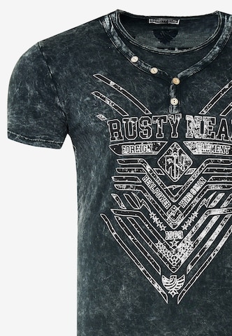 Rusty Neal Cooles T-Shirt Kurzarm mit großem Front-Print in Grau