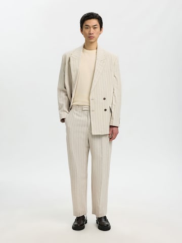 SELECTED Loosefit Bukser med lægfolder i beige: forside