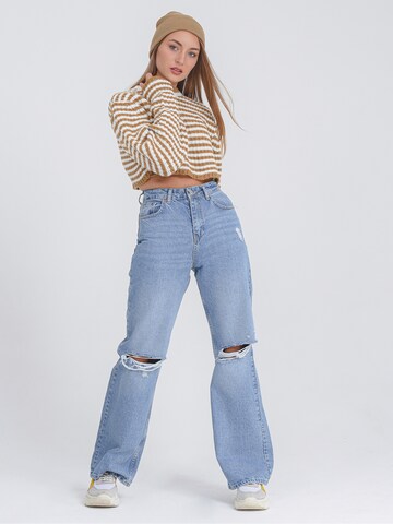 FRESHLIONS Wide Leg Jeans ' Cecile ' in Blau