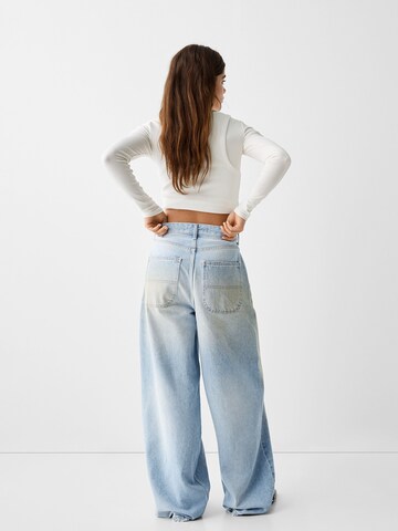 Wide Leg Jean Bershka en bleu