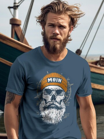 Neverless Shirt 'Skull Moin' in Blau