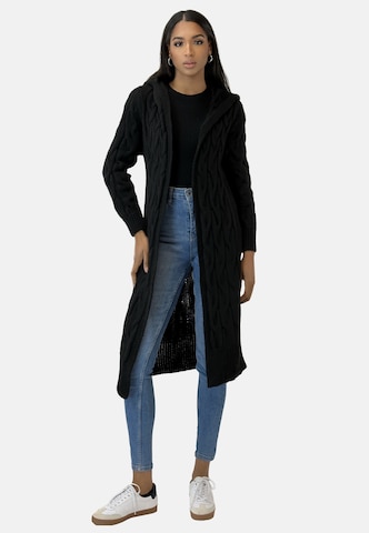 Cappotto in maglia di Elara in nero: frontale