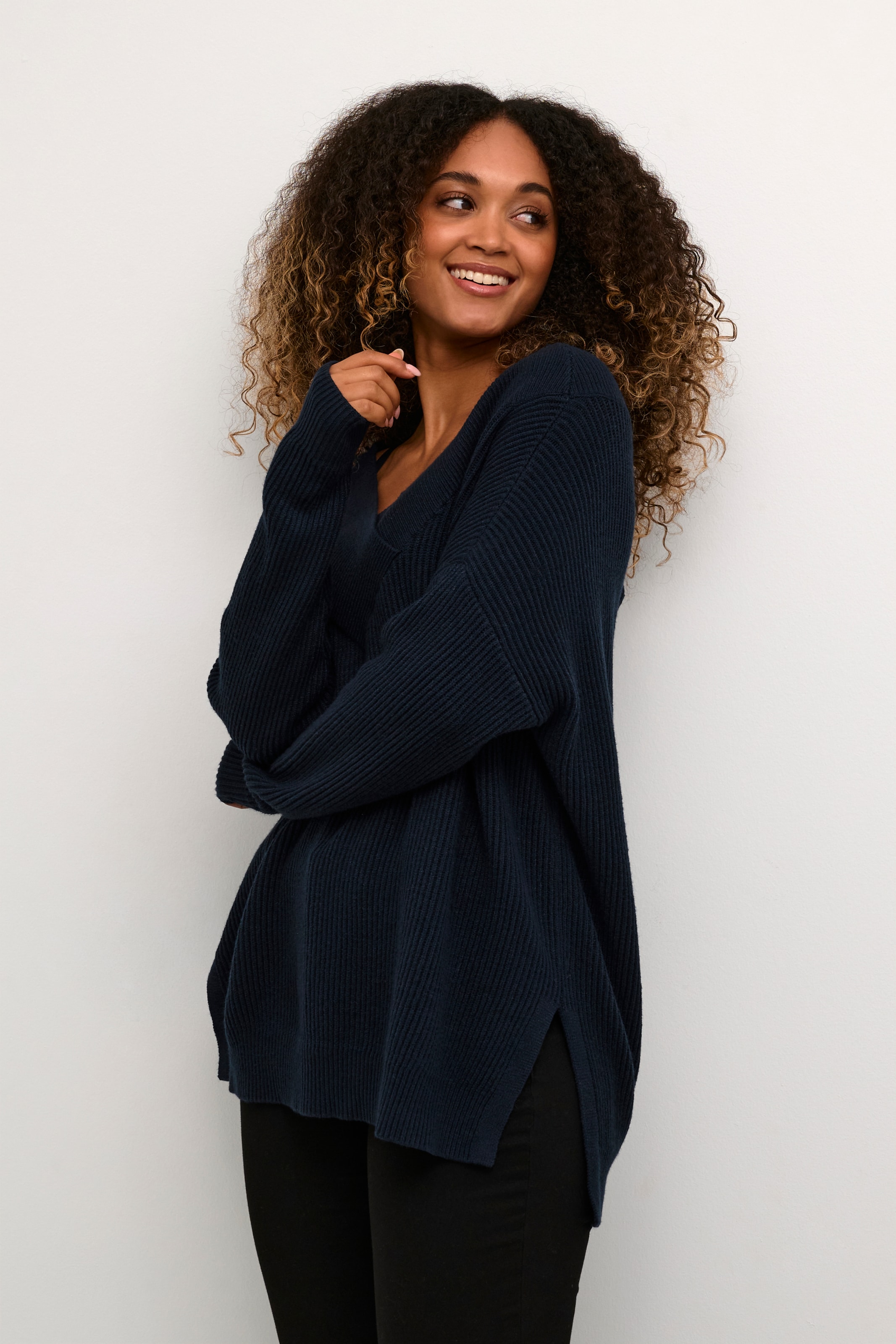 Lange blauwe trui dames new arrivals