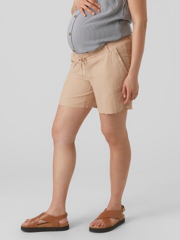 MAMALICIOUS Regular Chino Pants 'Beach' in Beige: front