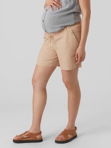 MAMALICIOUS Regular Chino Pants 'Beach' in Beige: front