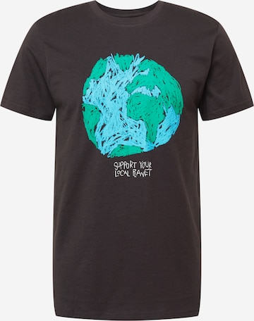 DEDICATED. Shirt 'Stockholm Crayon Globe' in Grey: front