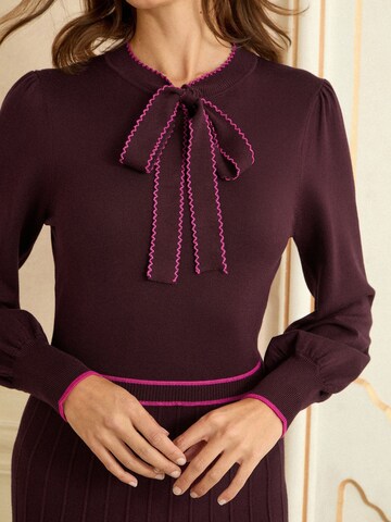 Robes en maille love & roses en rouge