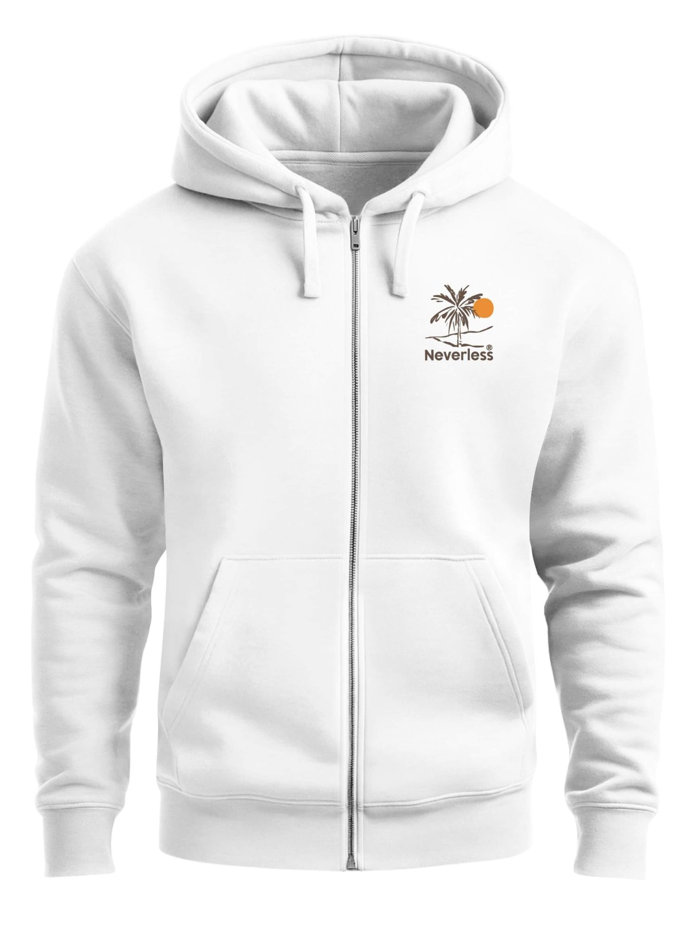Neverless Zip-Up Hoodie 'Take me to Paradise' in White: front