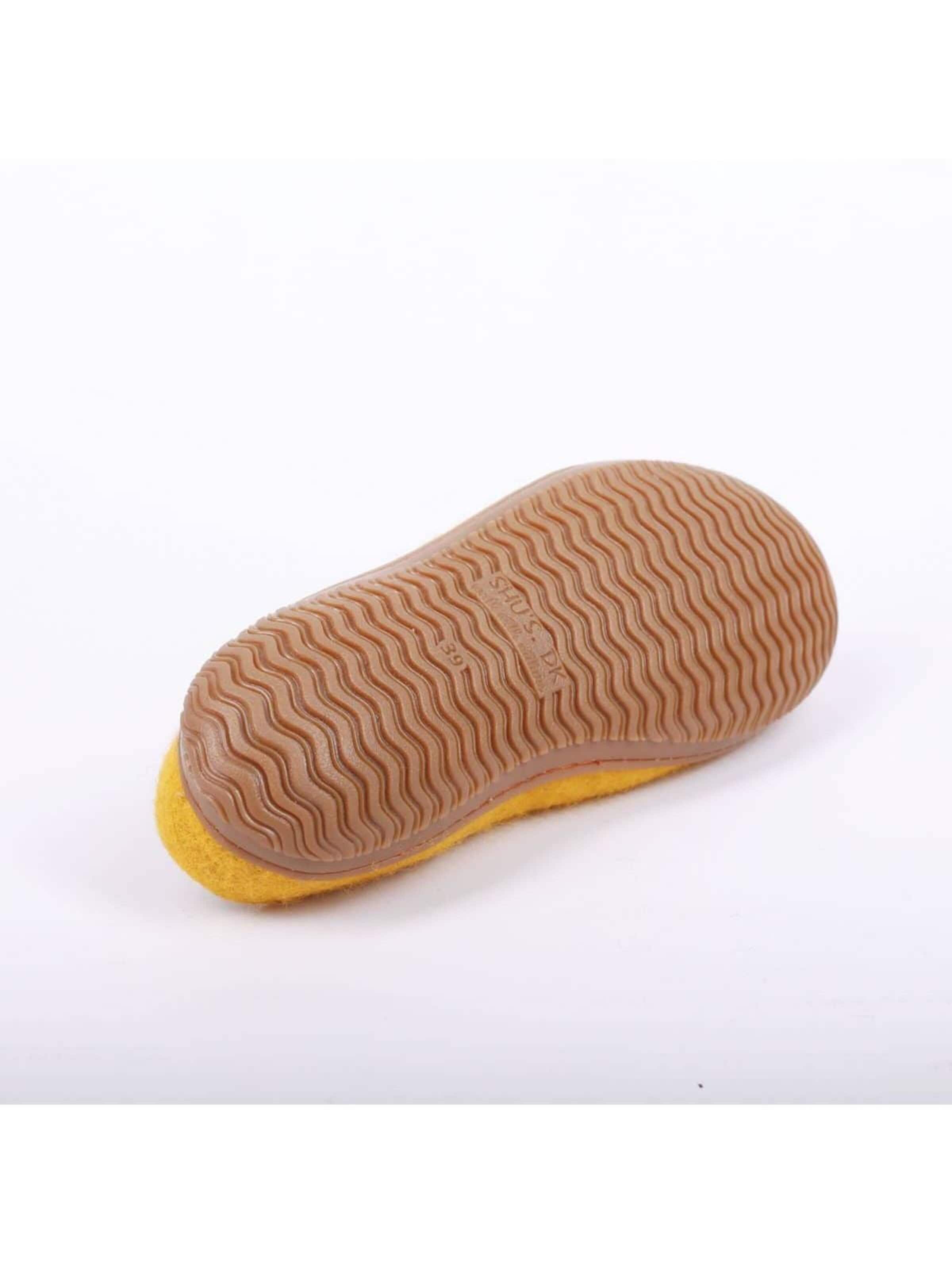 SHUS walk with nature Hjemmesko 'Uldhjemmesko (100% ren uld) m/Gummisål – Dansk Design fra SHUS' i gul