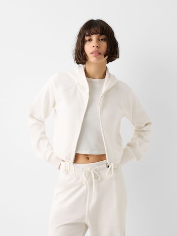 Veste de survêtement Bershka en blanc : devant