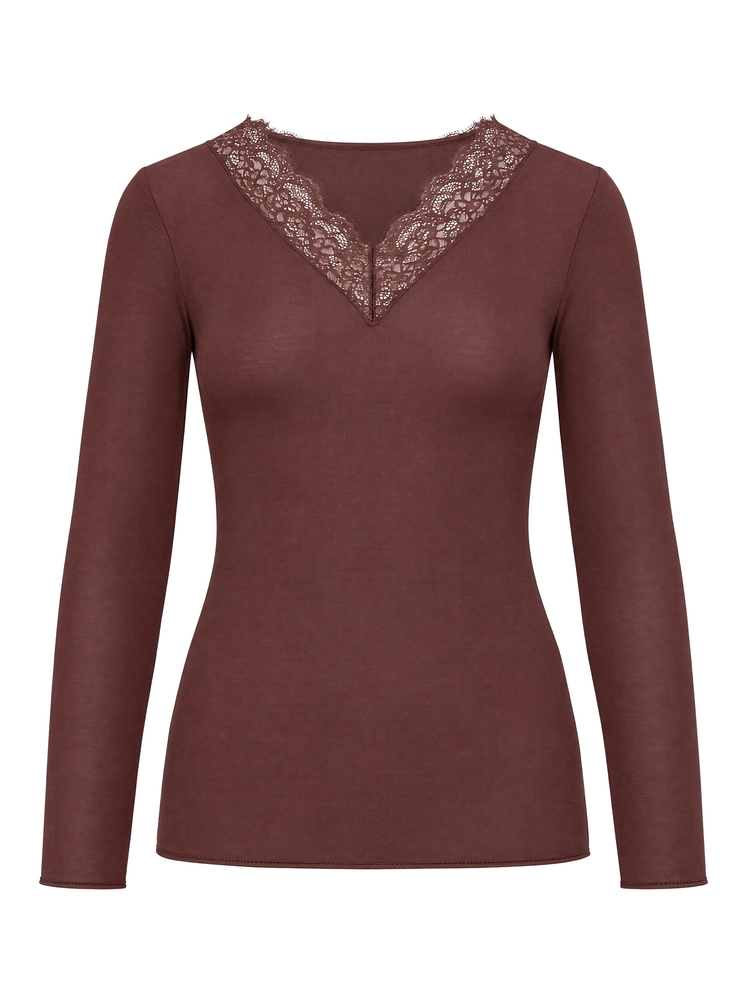 Ciocca Onderhemd 'Maglia Intima con Pizzo in Cashmere Modal Scollo a V' in Bruin: voorkant