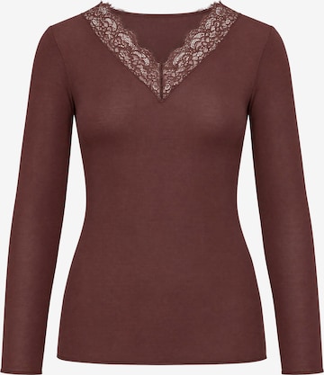 Ciocca - Camiseta térmica 'Maglia Intima con Pizzo in Cashmere Modal Scollo a V' en marrón: frente