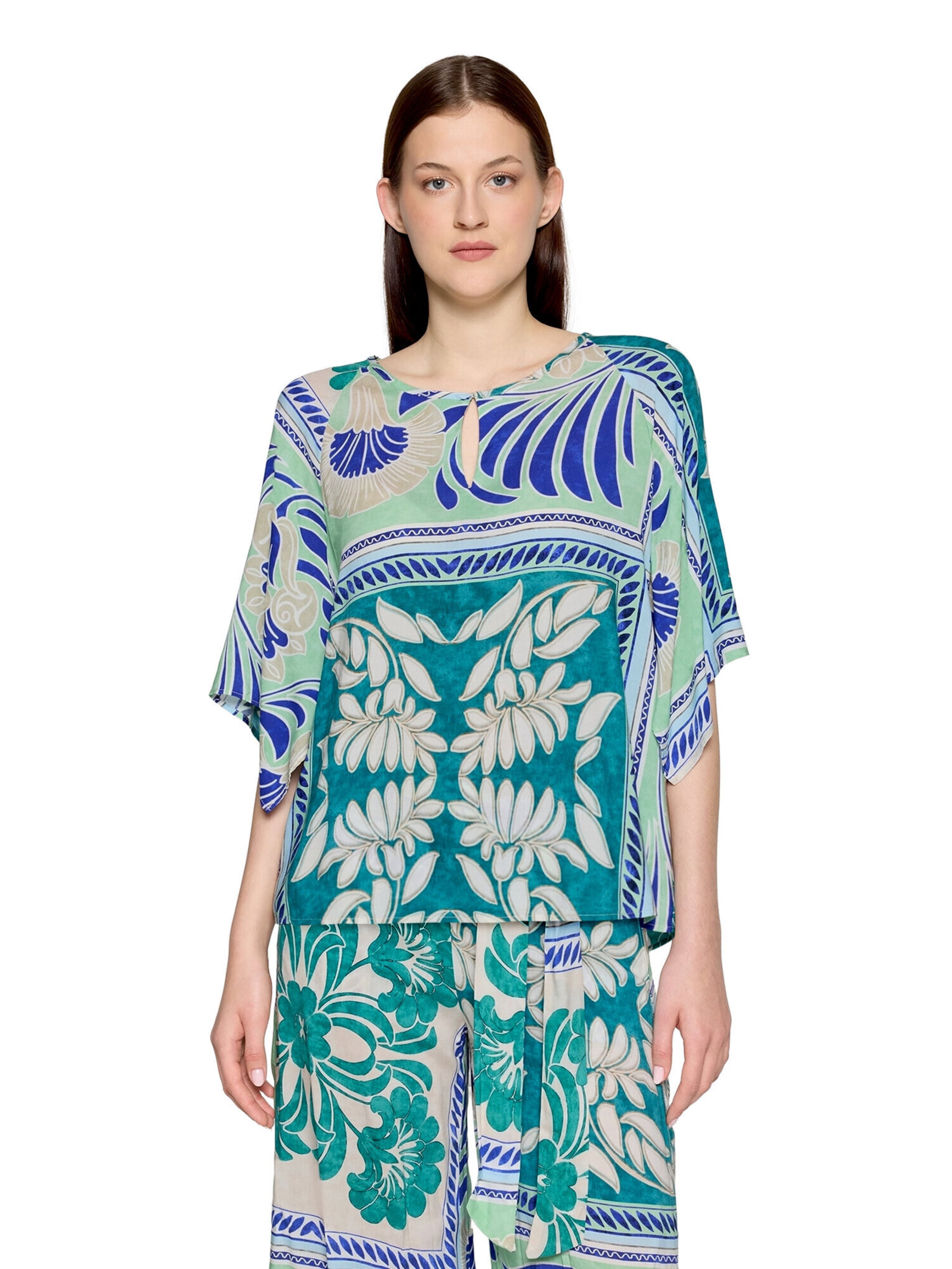 Cartoon Blouse in Groen: voorkant