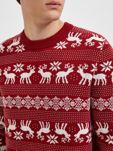 SELECTED HOMME Sweater 'Deer' in Red