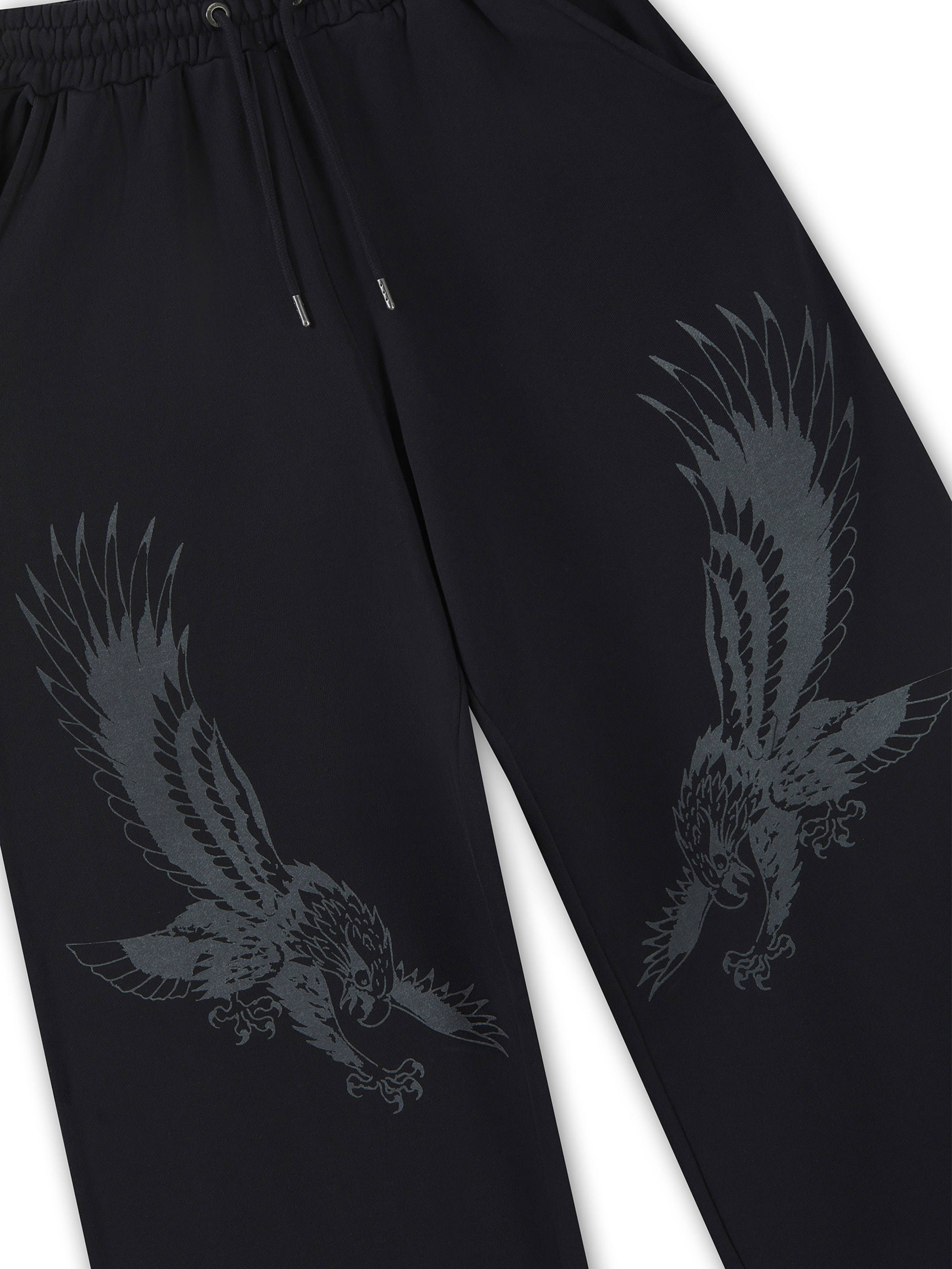 Ed Hardy Wide Leg Hose 'Flying Eagle' in Schwarz
