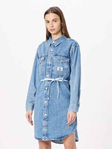 Rochie tip bluză de la Calvin Klein Jeans pe albastru: față