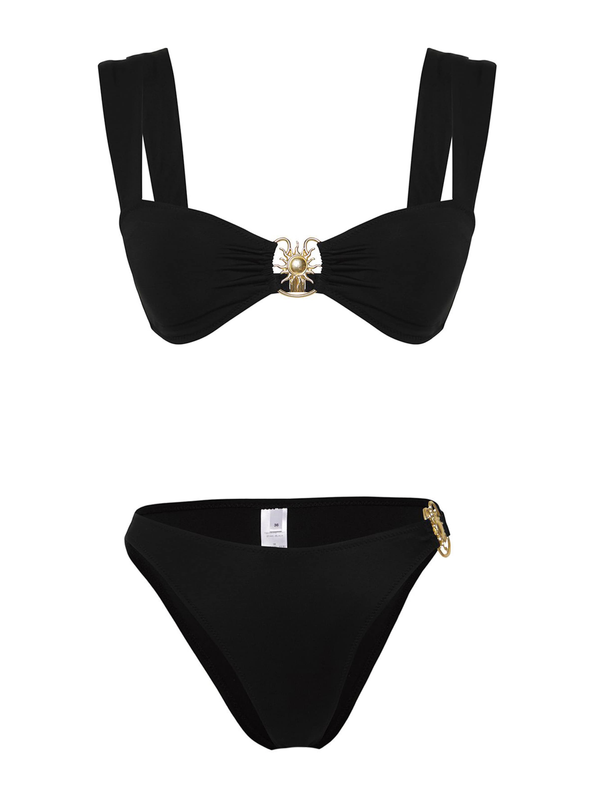 Trendyol Balkonetová Bikiny – černá: přední strana