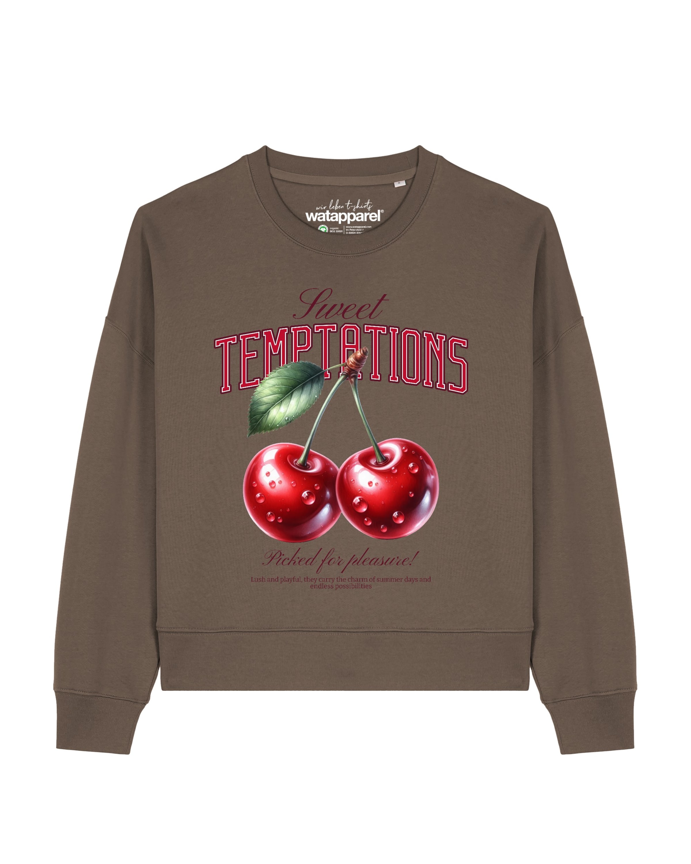 Watapparel Sweatshirt ' Sweet Temptations ' in Bruin: voorkant