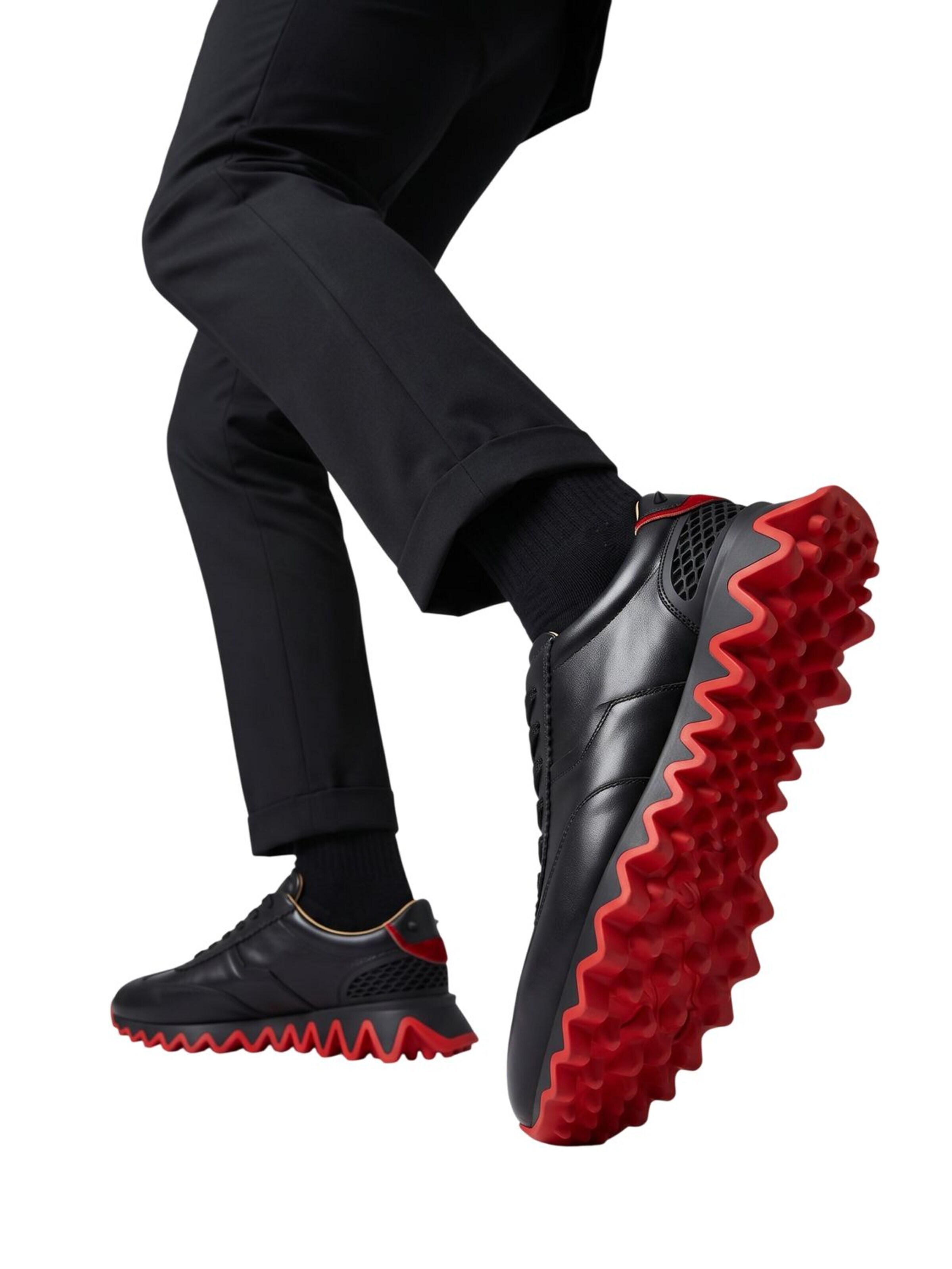 Christian Louboutin Sneakers laag 'Louboutin Sneakers Herren schwarz rot' in Zwart