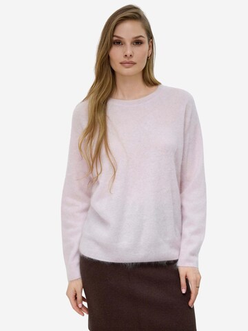 BELLEMERE NEW YORK Pullover 'Pullover aus gebürsteter Seide und Kaschmir mit Rundhalsausschnitt'‌‌‌‌ in Pink: Vorderseite