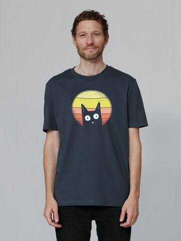 Watapparel Shirt 'Sunset Cat' in Grau: Vorderseite