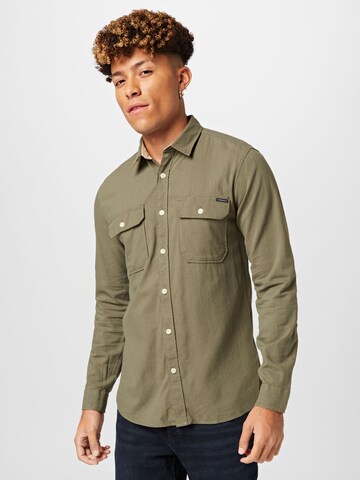 Lindbergh Regular fit Button Up Shirt 'Rayon' in Green: front