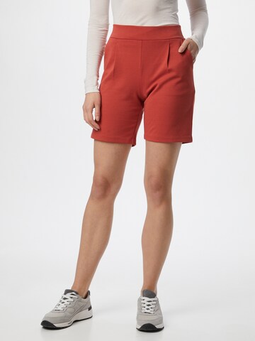 ICHI Regular Pleat-Front Pants in Red: front