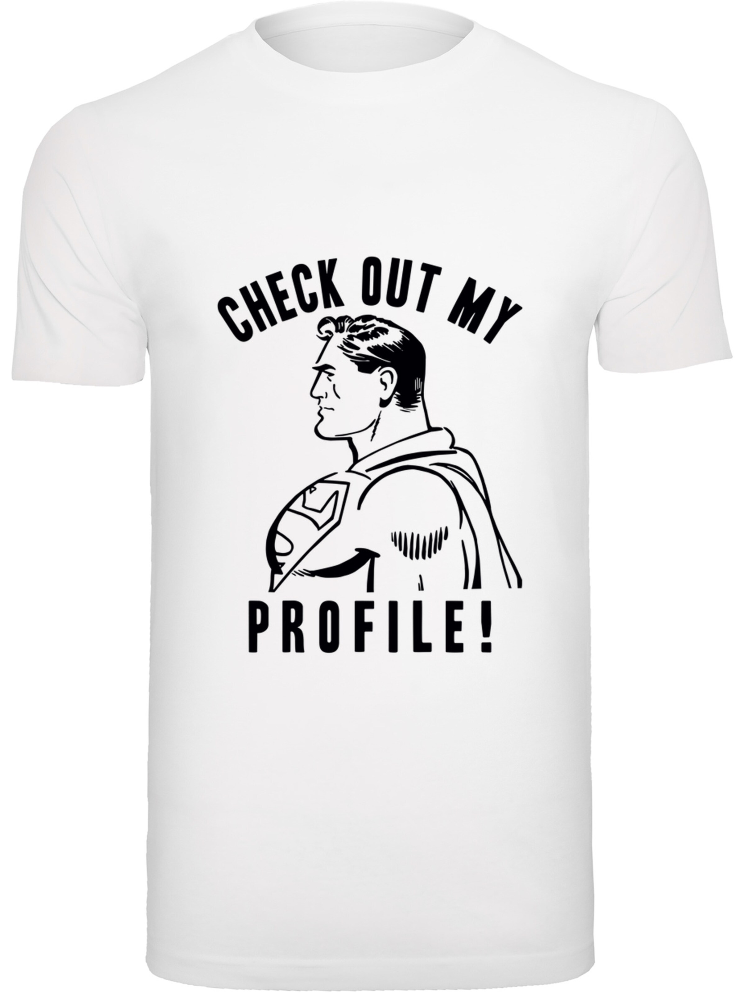 F4NT4STIC T-Shirt 'Superman Check Out My Profile' in Weiß: Vorderseite