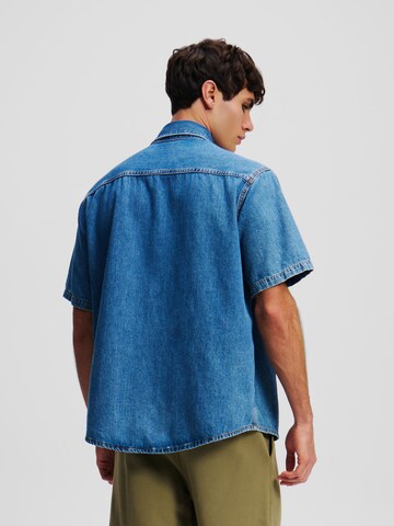 Karl Lagerfeld Comfort fit Button Up Shirt 'Ikon' in Blue