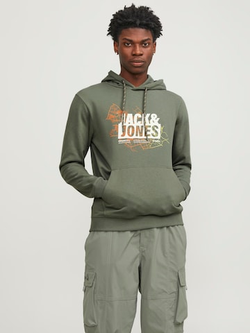 JACK & JONES Свитшот 'Map' в Зеленый: спереди