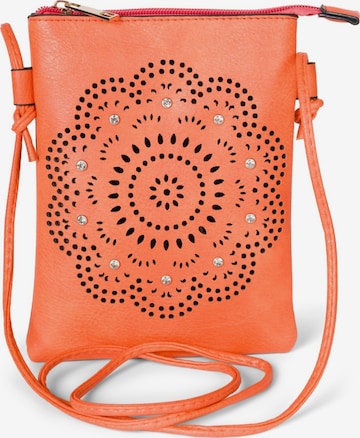 styleBREAKER Umhängetasche 'Mini Umhängetasche Blumen Cutout und Strass' in Orange: Vorderseite