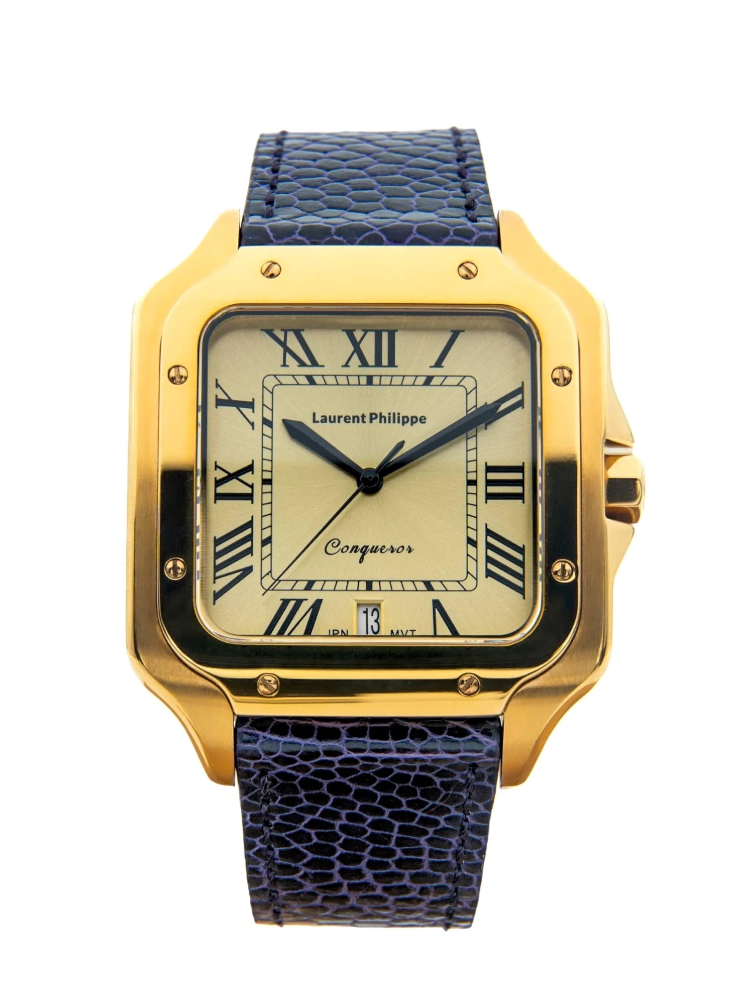 Laurent Philippe - Reloj analógico 'Conqueror The Golden Eye – Mystic Pearl' en oro: frente