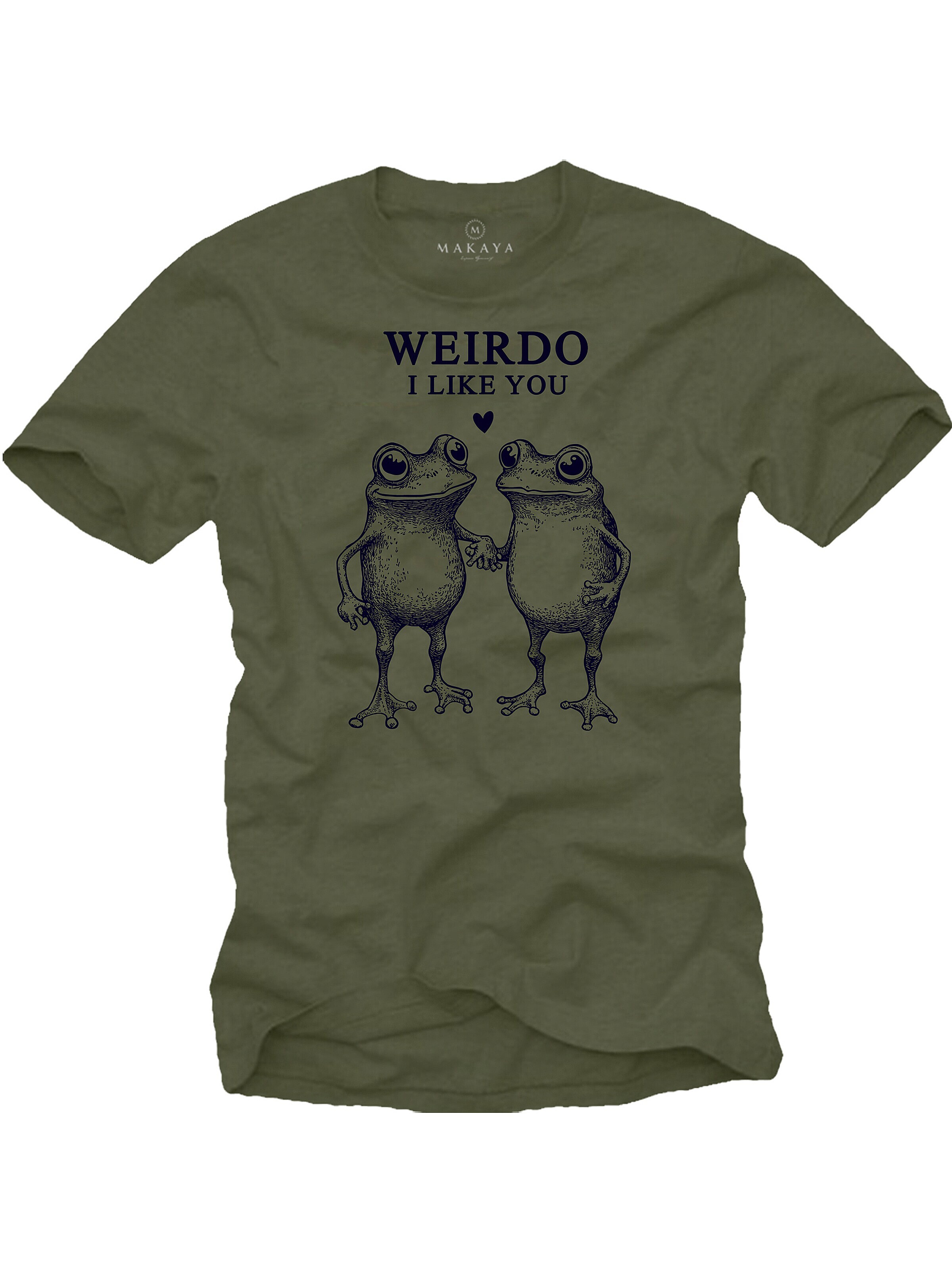 MAKAYA Shirt 'Weirdo Frosch' in Green: front