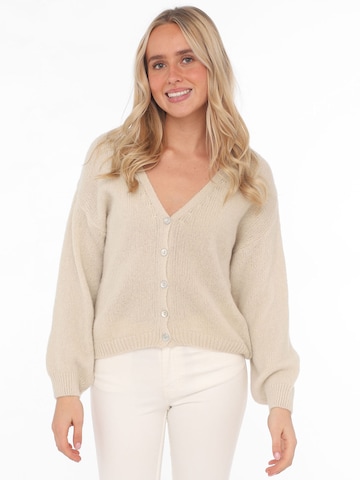 Cardigan Zwillingsherz en beige : devant