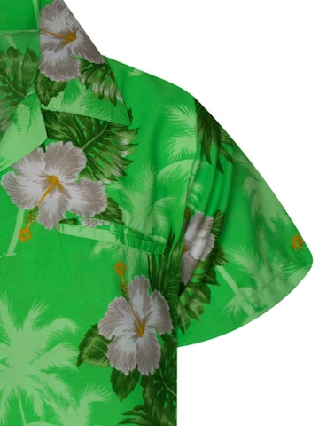 King Kameha Regular Fit Hemd 'Small Flower' in Grün