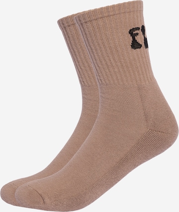 ABOUT YOU x StayKid Socks 'FLIEG LOS' in Brown: front