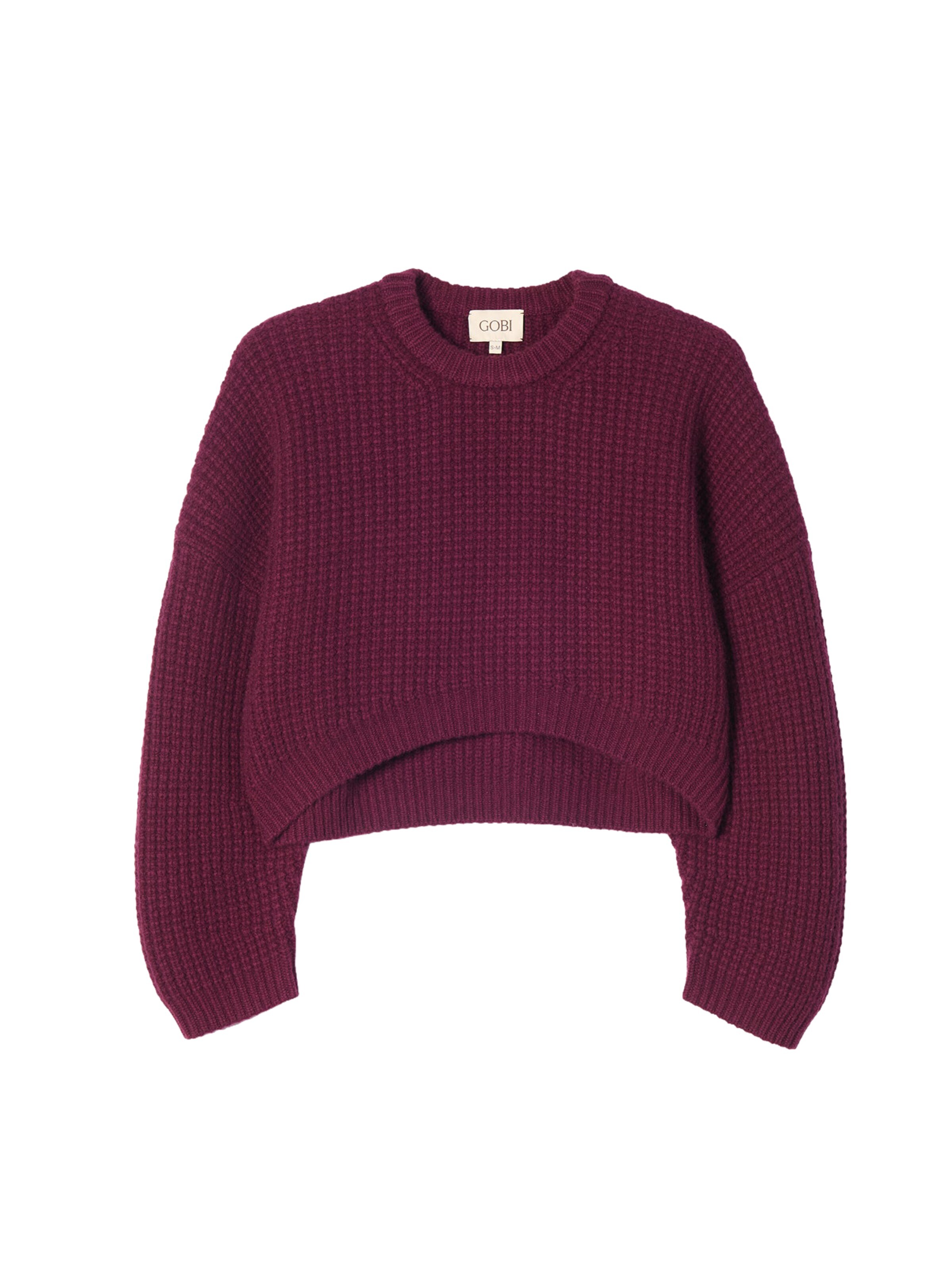 GOBI Cashmere - Jersey 'Women's Oval-Sleeve Cropped Cashmere Sweater' en rojo: frente