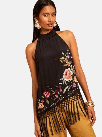 love & roses Blusentop in Schwarz: Vorderseite